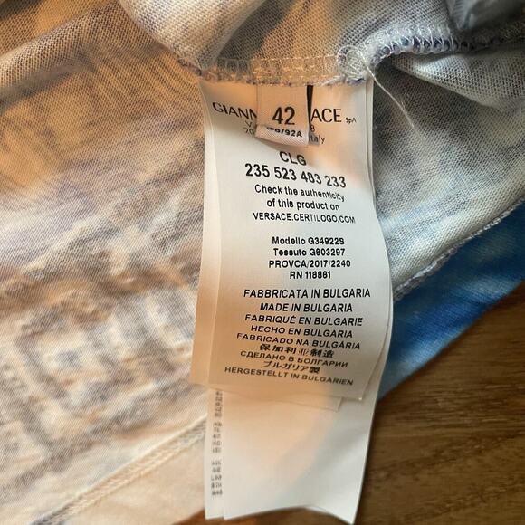 Versace Collection T-Shirt Rhinestone Blue Wave 42 UK 10 US 6 S Runway Baroque - Picture 6 of 9